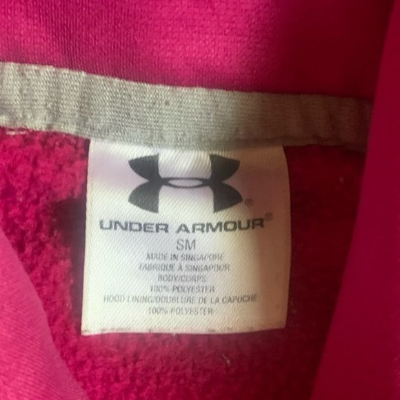UNDER ARMOUR Magenta Pullover Hoodie Sweatshirt Size S - Picture 5 of 11